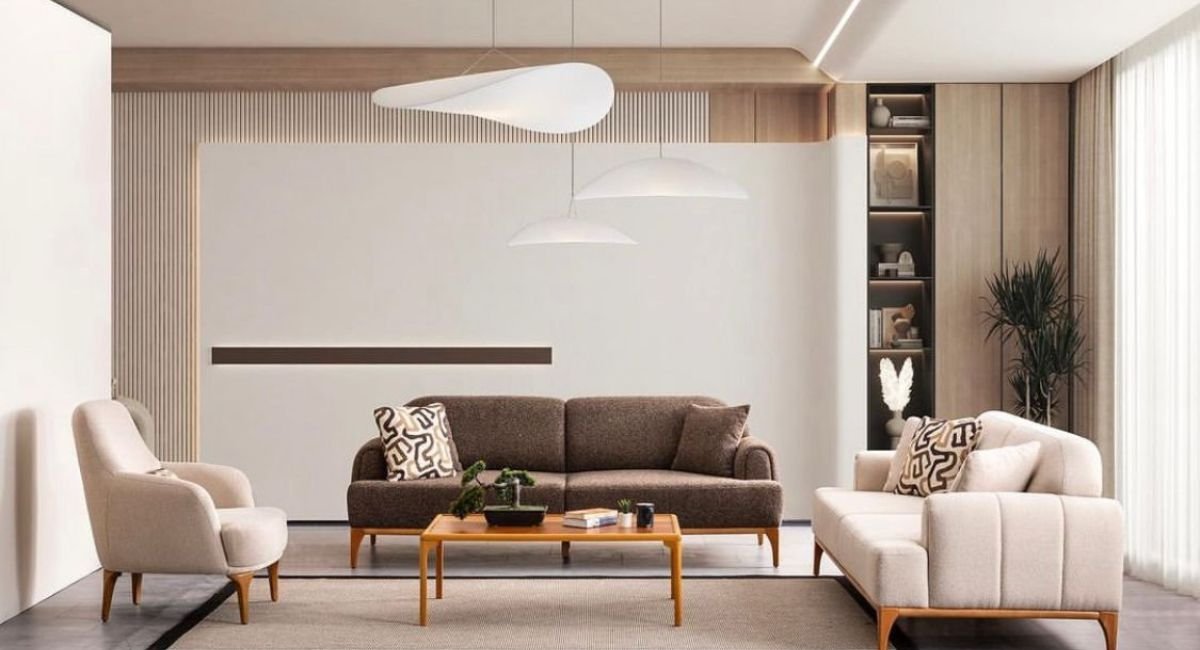 Stylish living room furniture arrangement with sofa and coffee table