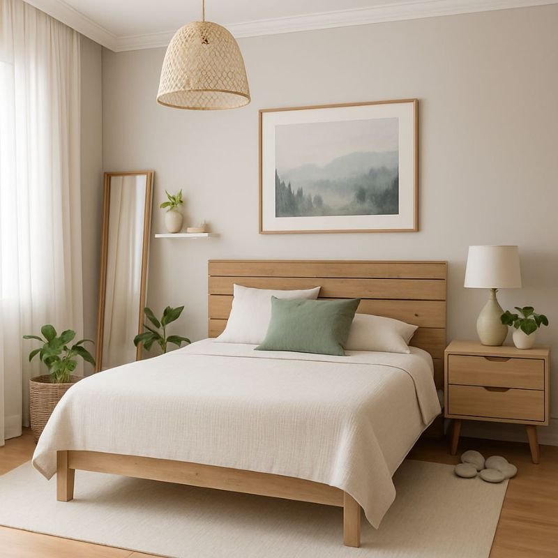 minimal bedroom design with soft textures and natural materials decoro style