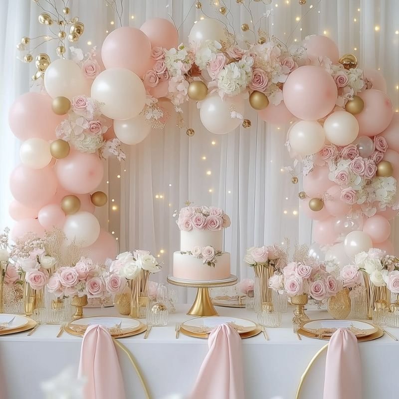 DIY balloon garland decoration for birthday party backdrop