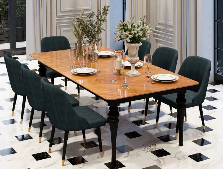 contextual harmony dining table with natural materials matching furniture