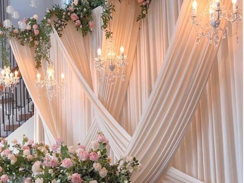 fabric draped backdrop for stage decoration