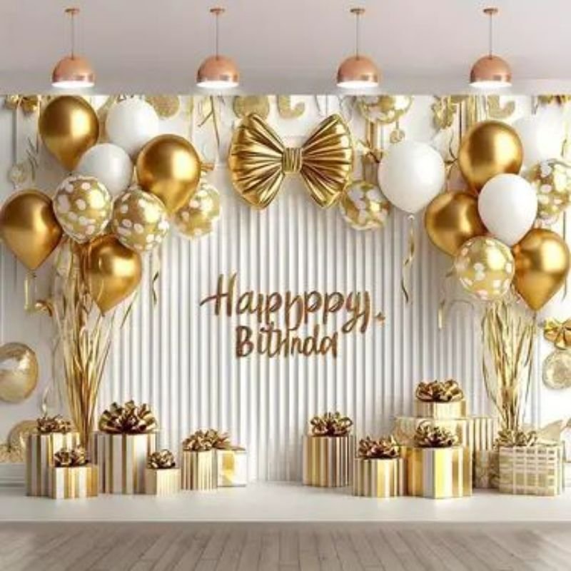 personalised birthday decoration ideas with custom banner photo display and creative party setup