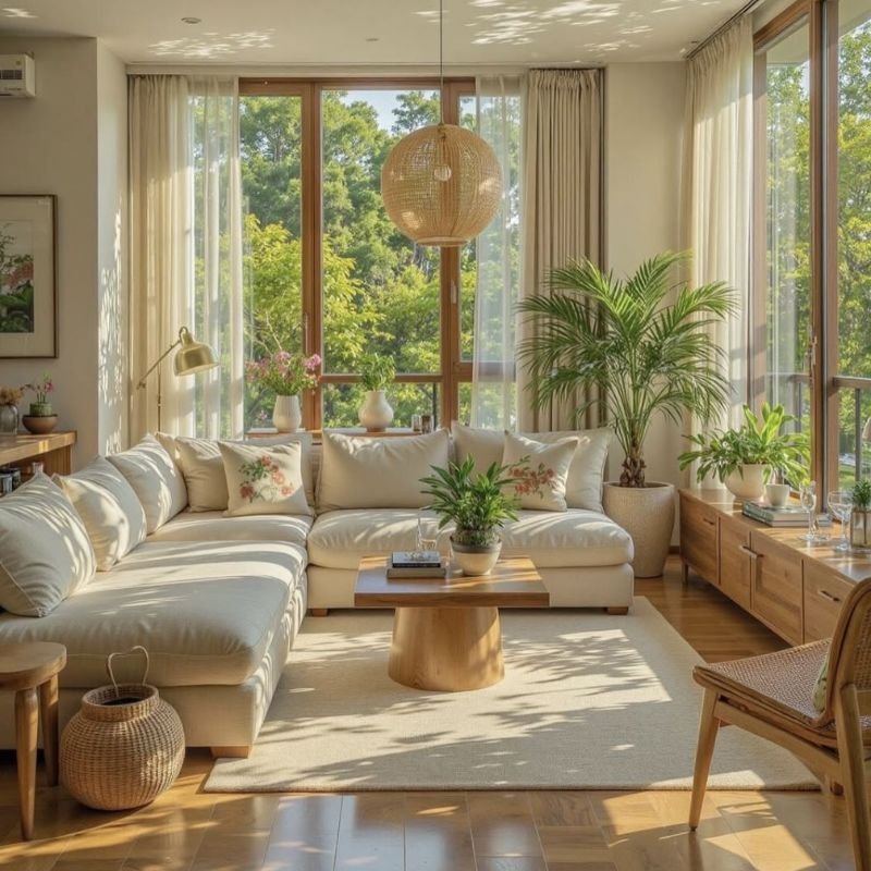 Seasonal living room with cozy winter decor
