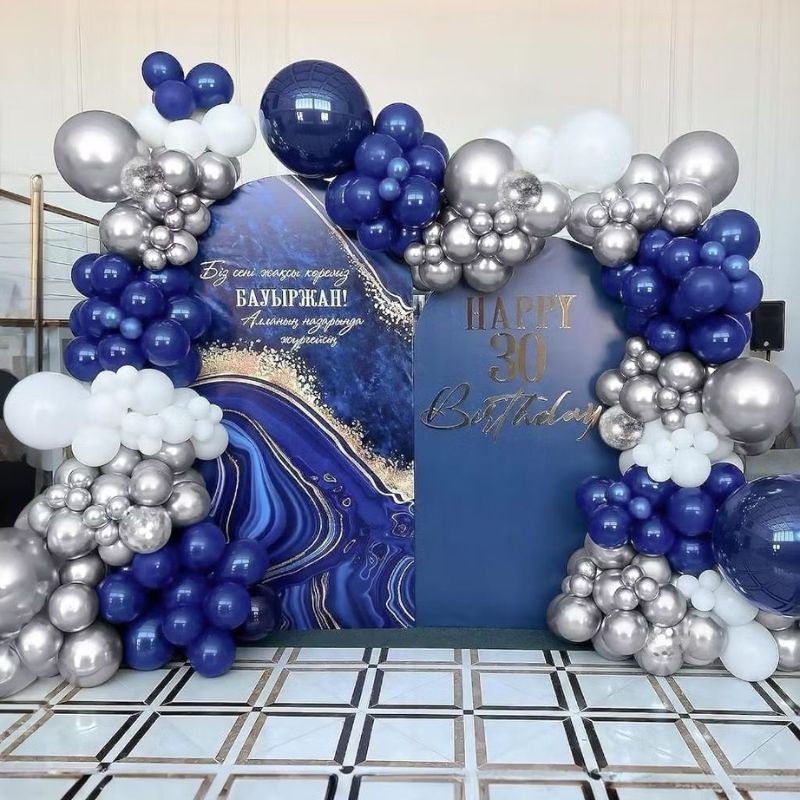 Structured balloon decorations with clean lines and elegant design