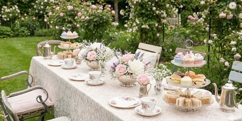 birthday table decoration ideas with flowers and candles