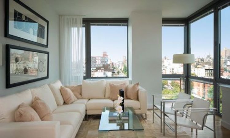 natural light in 2 bedroom apartment with large windows and ventilation