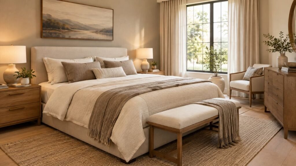 calm neutral feng shui bedroom colors