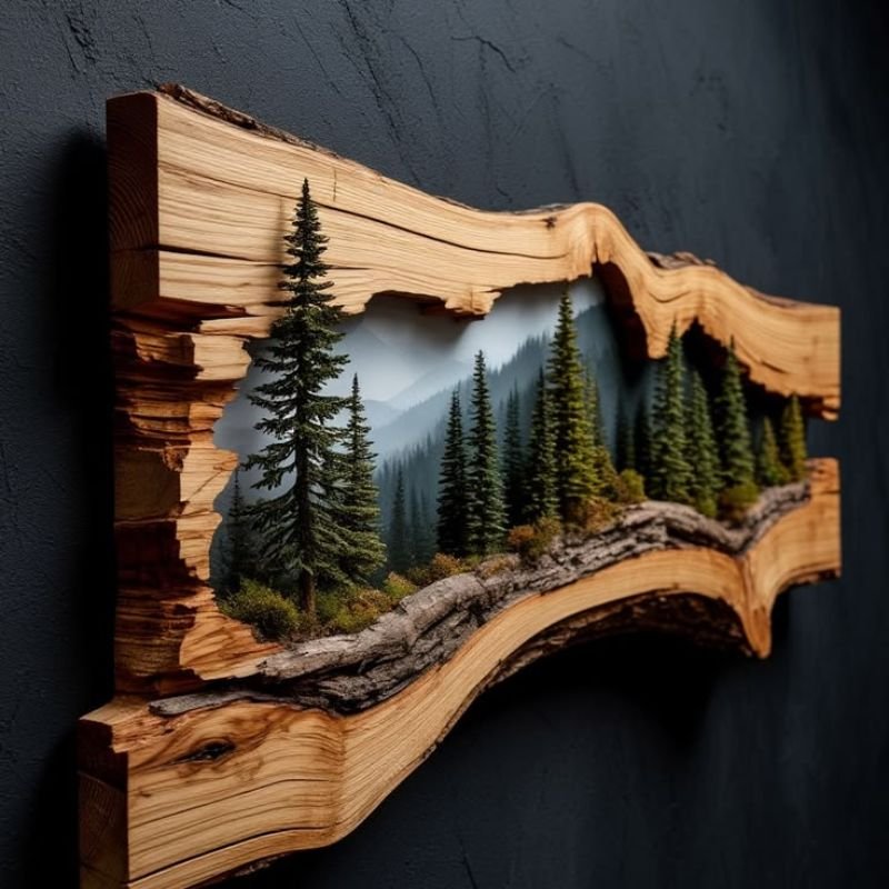 Hand carved wood wall art traditional design