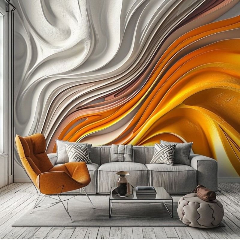 hammered copper wall art with warm tones in cozy interior setting