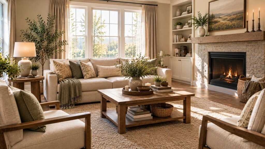 Decorative pillows and table lamp