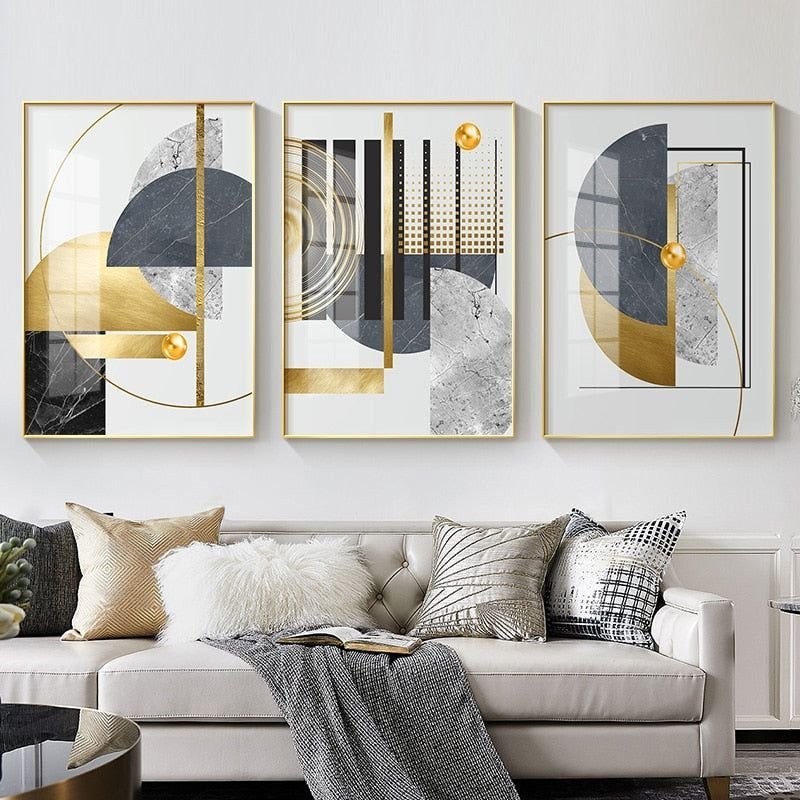 geometric abstract wall art with bold shapes and lines