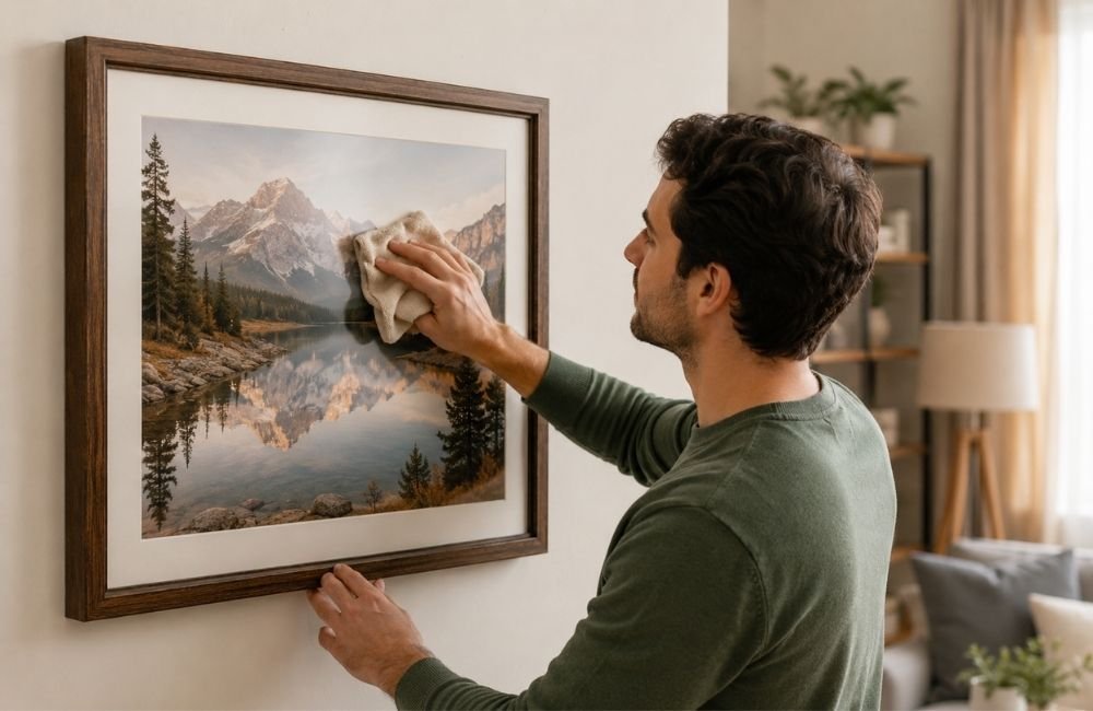 how to clean framed wall art safely at home