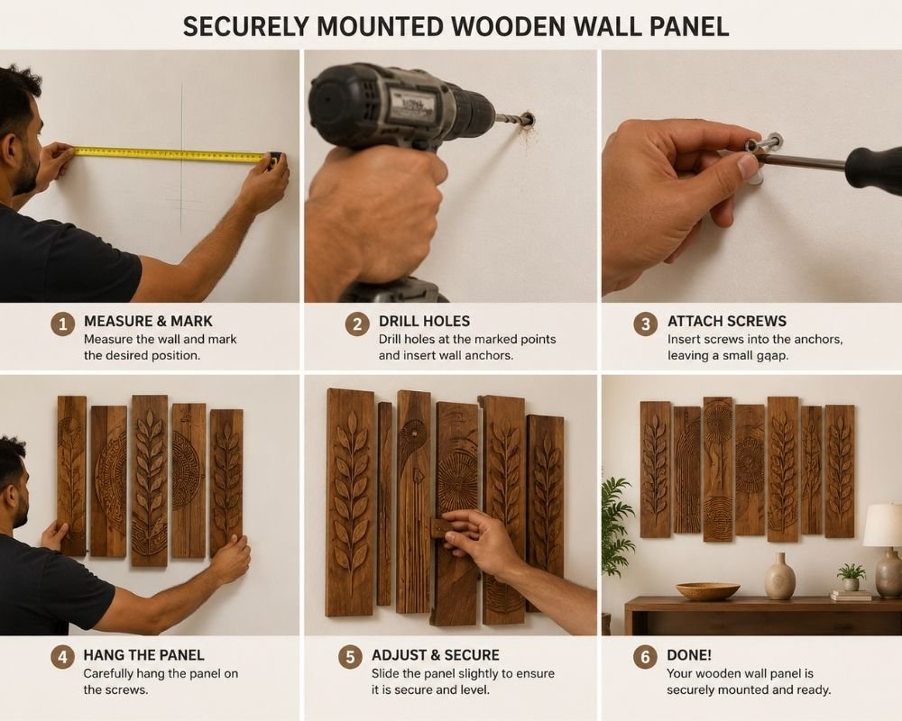 securely mounting a heavy wooden wall panel