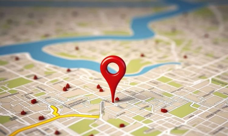 "map showing commute distance from apartment to workplace and school"