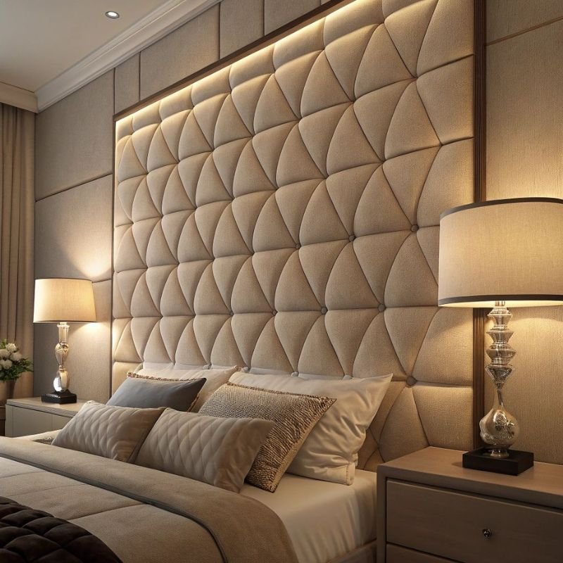 Solid wood queen bedroom furniture showing oak and walnut material quality