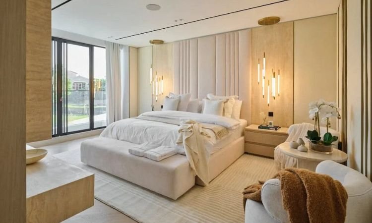 runner rug placed beside bed in small bedroom