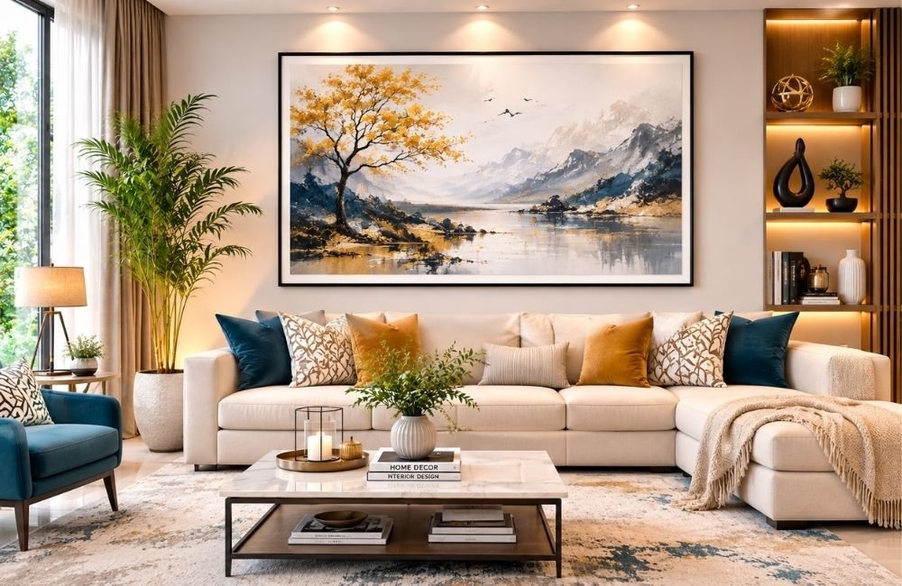 best framed wall art for home decor in a modern living room