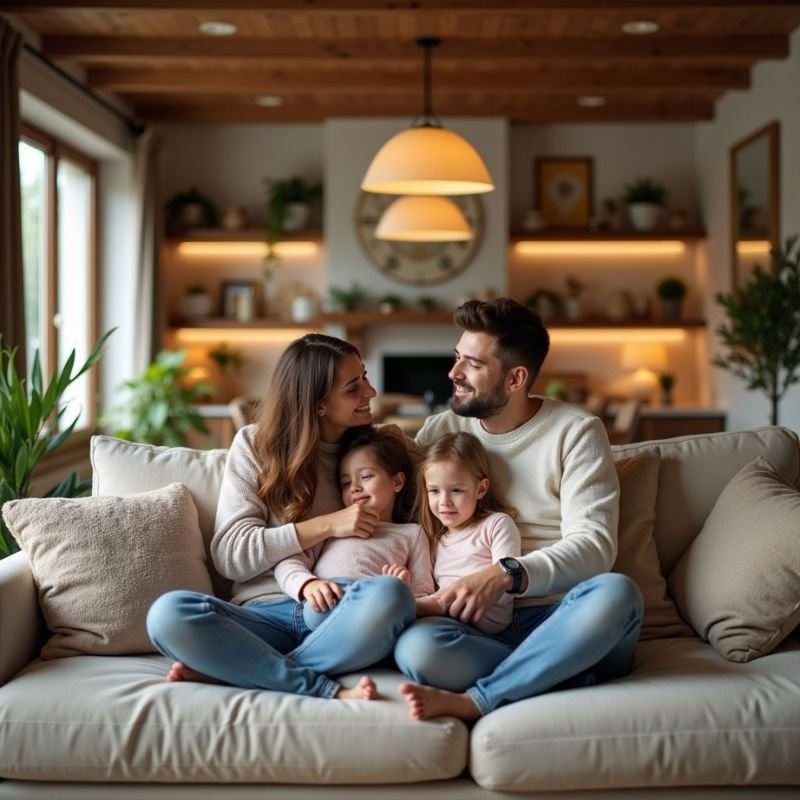 family enjoying spacious 3 bedroom rental home living room
