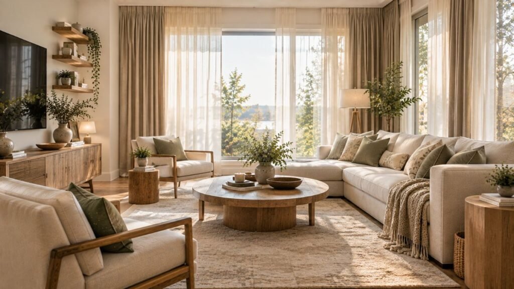 Sheer curtains with natural daylight