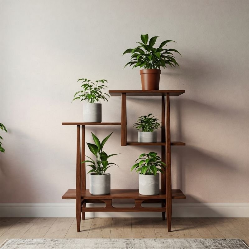 wooden indoor plant stand modern style