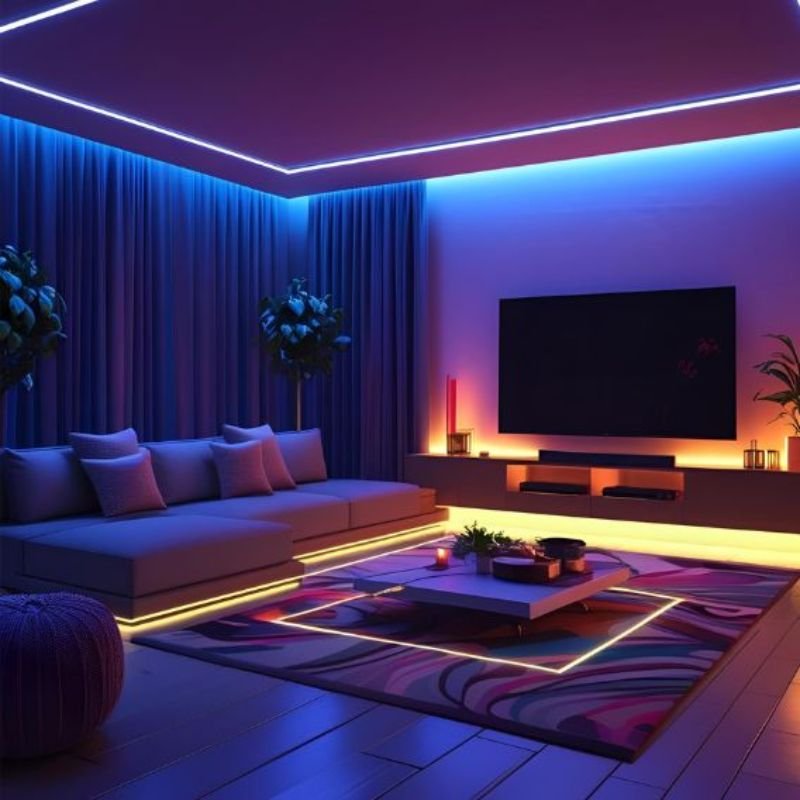 “LED backlighting behind wall mounted TV”
