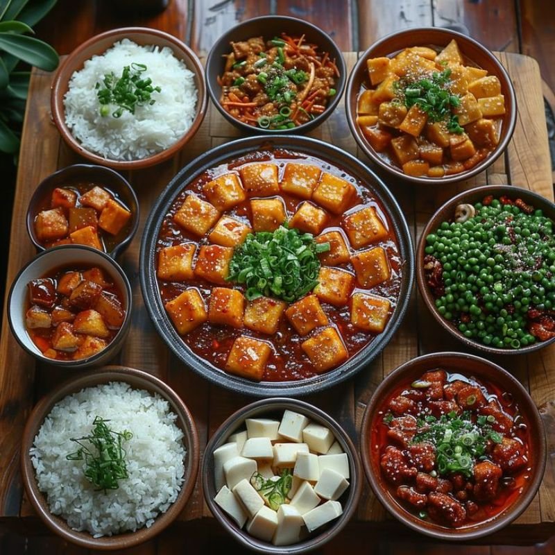 Cantonese cuisine with fresh seafood and vegetables