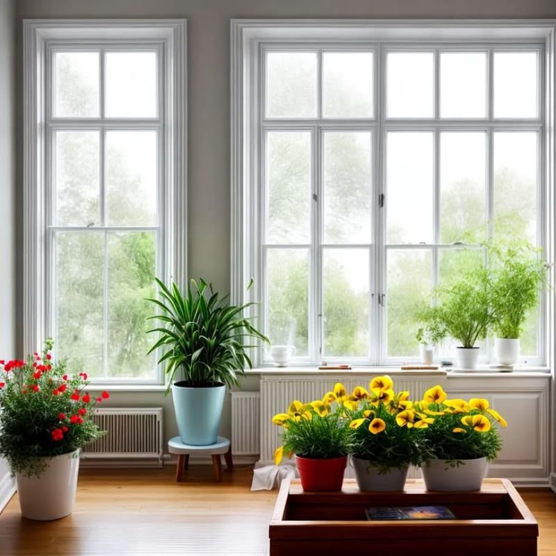 indoor plants improving air quality and creating healthy home environment