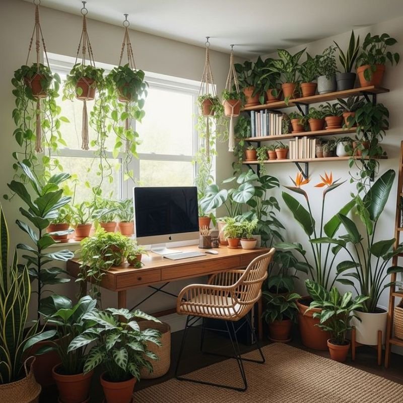 benefits of low light indoor plants in home office environment