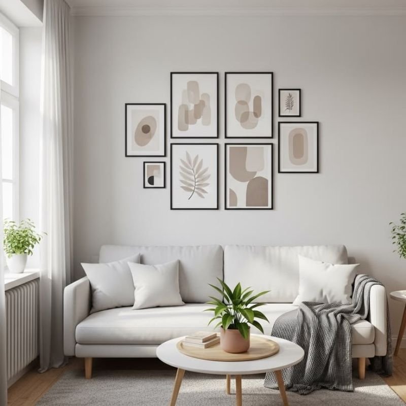 “Affordable DIY living room wall art with elegant modern styling”