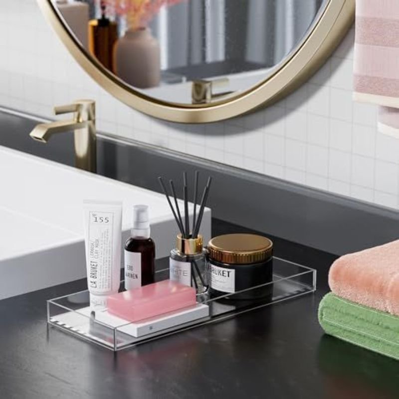 clear acrylic bathroom organizer tray