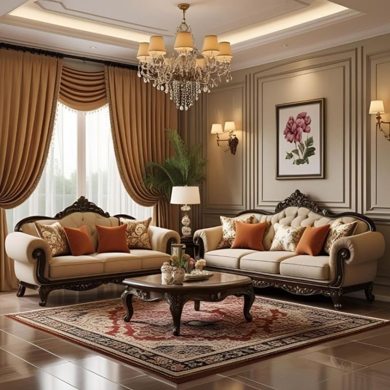 “Comfortable fabric living room sofa set for families”