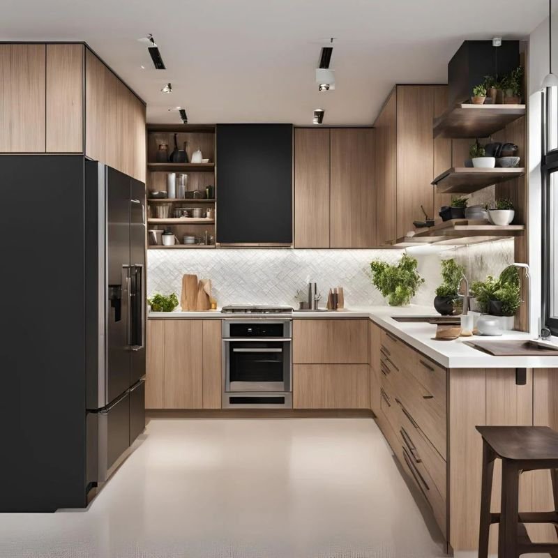 Small home kitchen layout with smart storage solutions