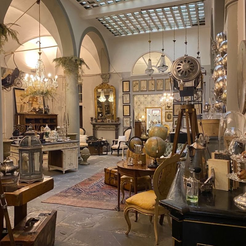 “Shopping for authentic vintage home decor at antique market”