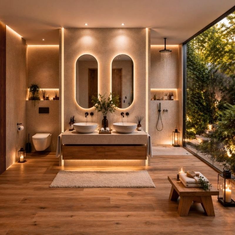 "bathroom art matching neutral bathroom color palette"