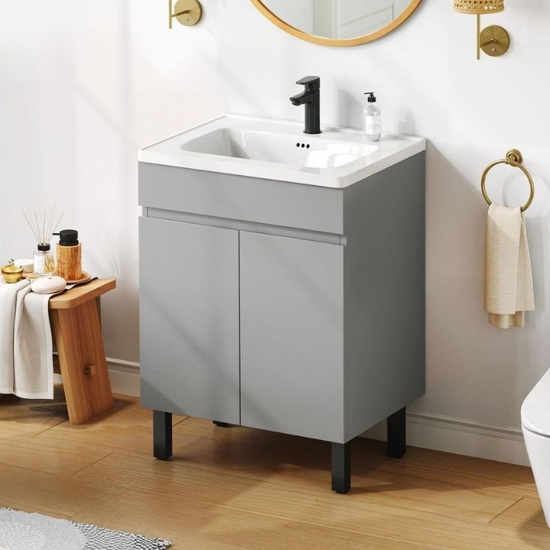 24 inch bathroom vanity in a small bathroom
