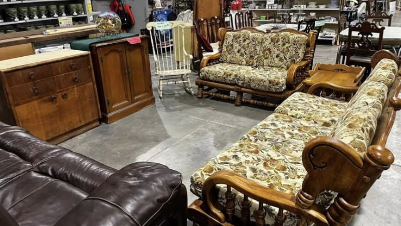 “Unique vintage furniture pieces found in local used stores”