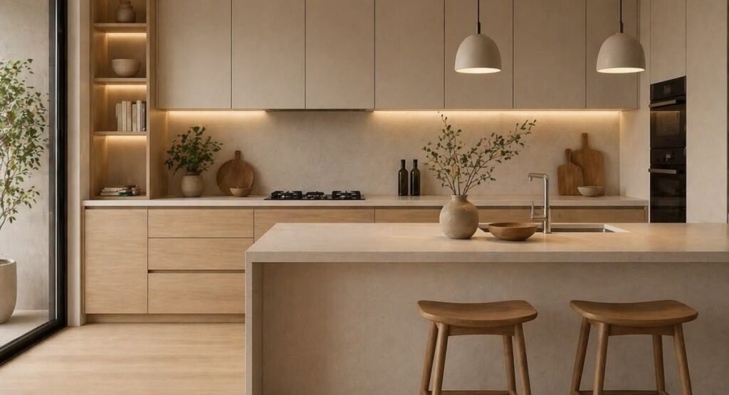Modern kitchen with subway tile backsplash