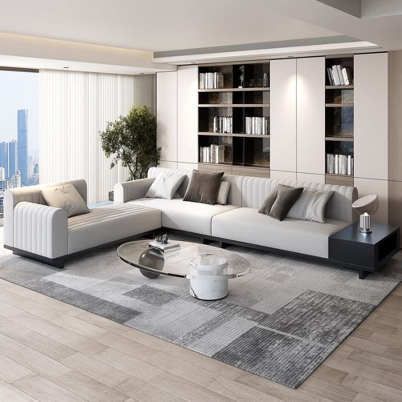 “Modern L shaped living room sofa set for small spaces”