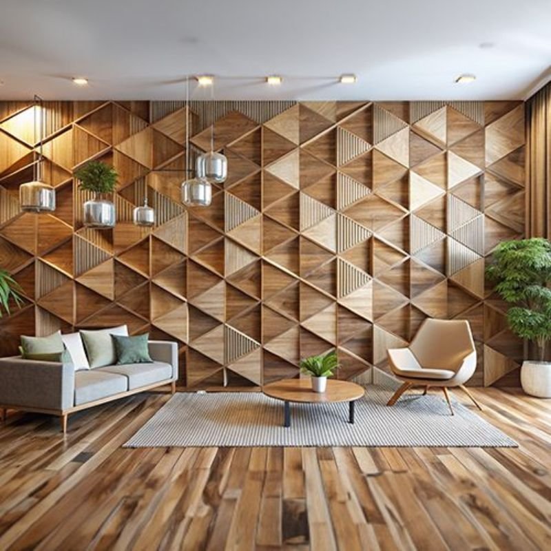 accent wall ideas for living room with geometric design