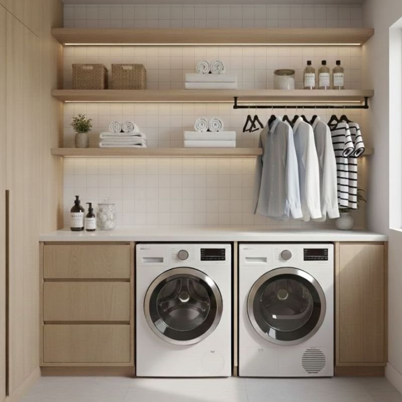 Smart organization hacks inside laundry room cabinets with pull out hampers adjustable shelves and hidden storage solutions
