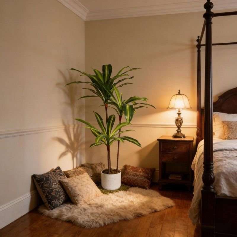 tall indoor plant decorating small living room corner
