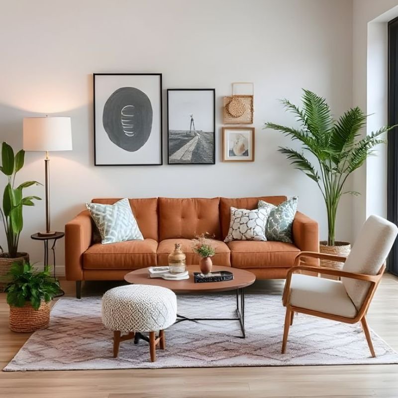 “Before and after living room wall transformation with decorative wall art improving interior aesthetics”