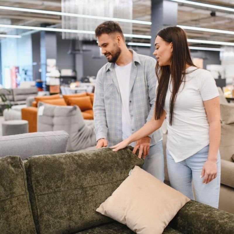 “Smart shopper negotiating deals at a used furniture store”