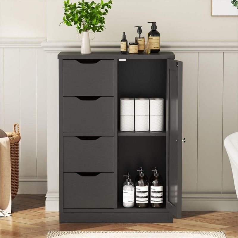 organized 24 inch bathroom vanity storage"