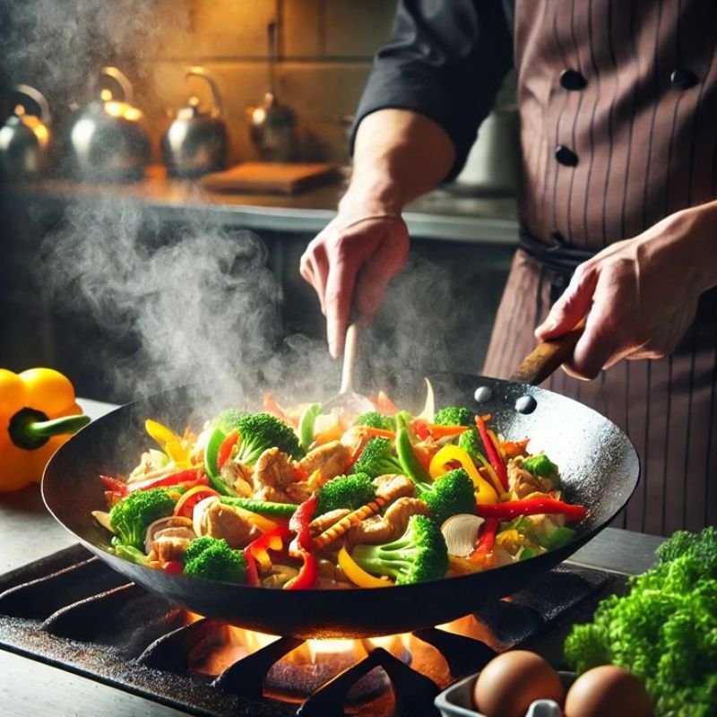 Carbon steel wok used in traditional Chinese cooking