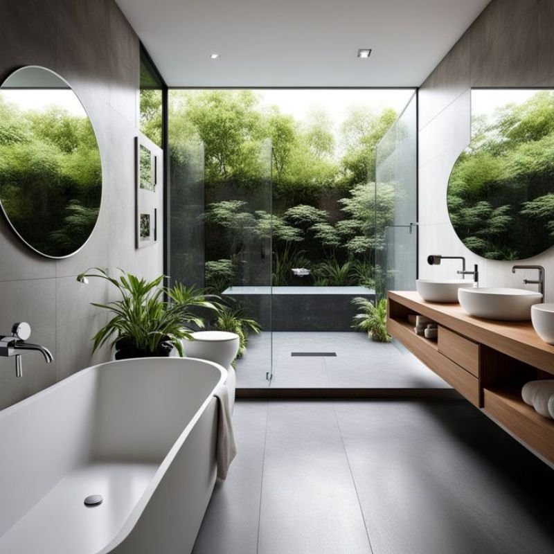 Bright and ventilated modern bathroom