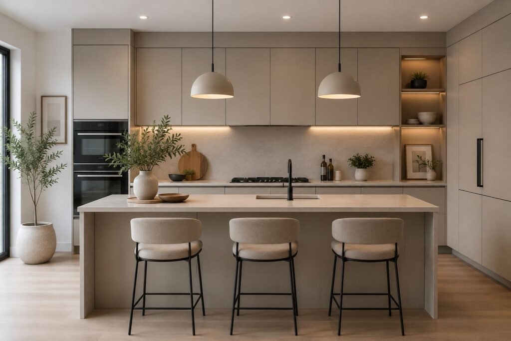 modern minimalist kitchen decor with clean cabinets and neutral colors