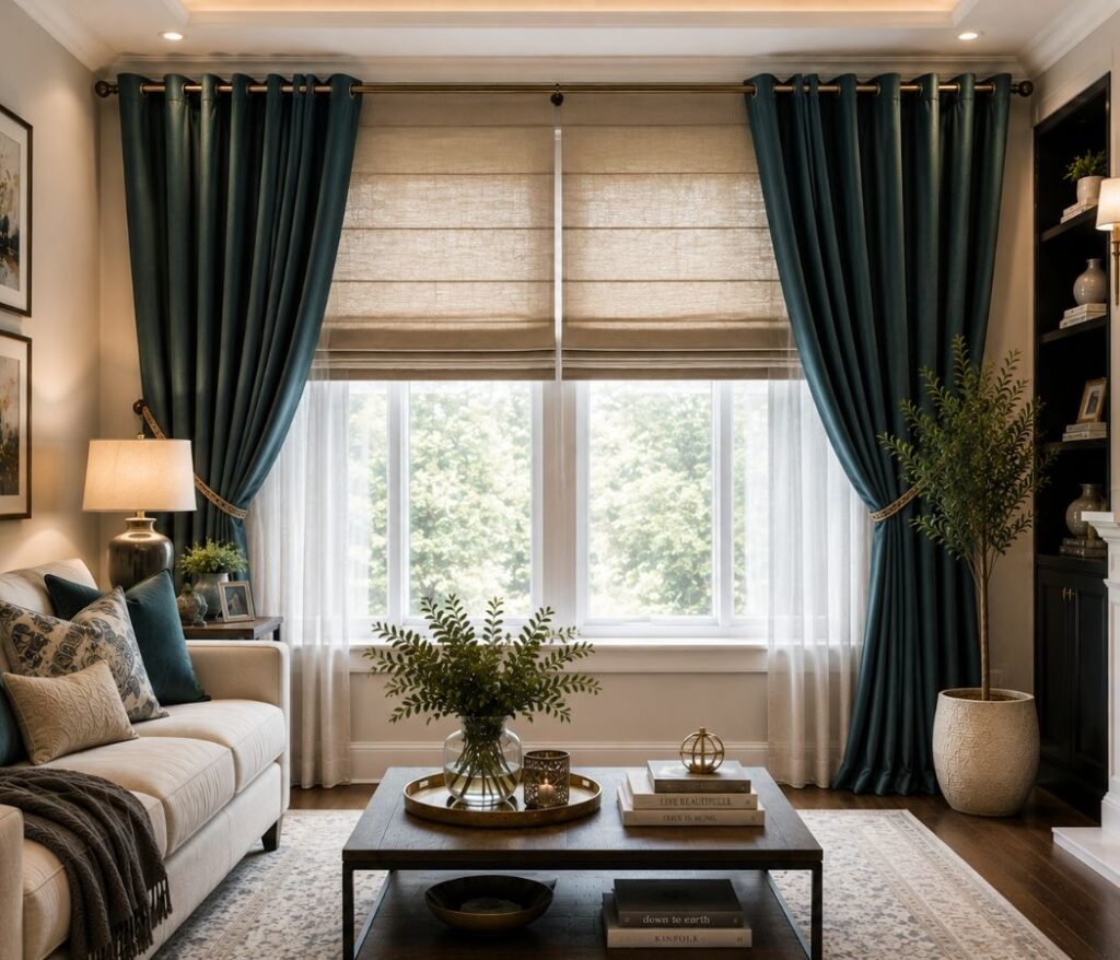 blackout curtains blocking sunlight in a living room