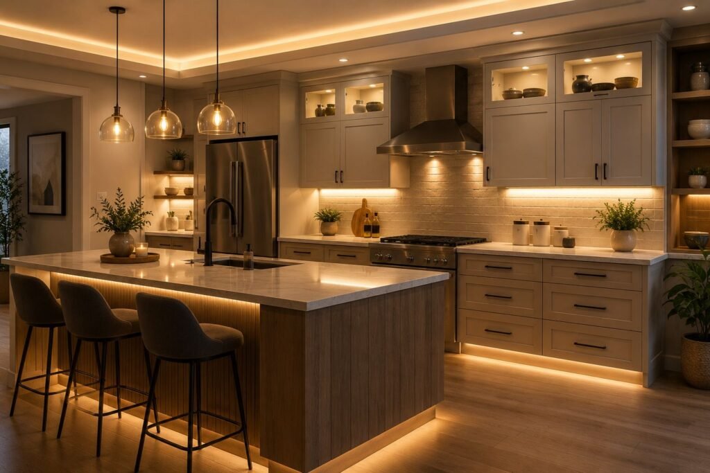 kitchen lighting ideas with under-cabinet and ambient lighting
