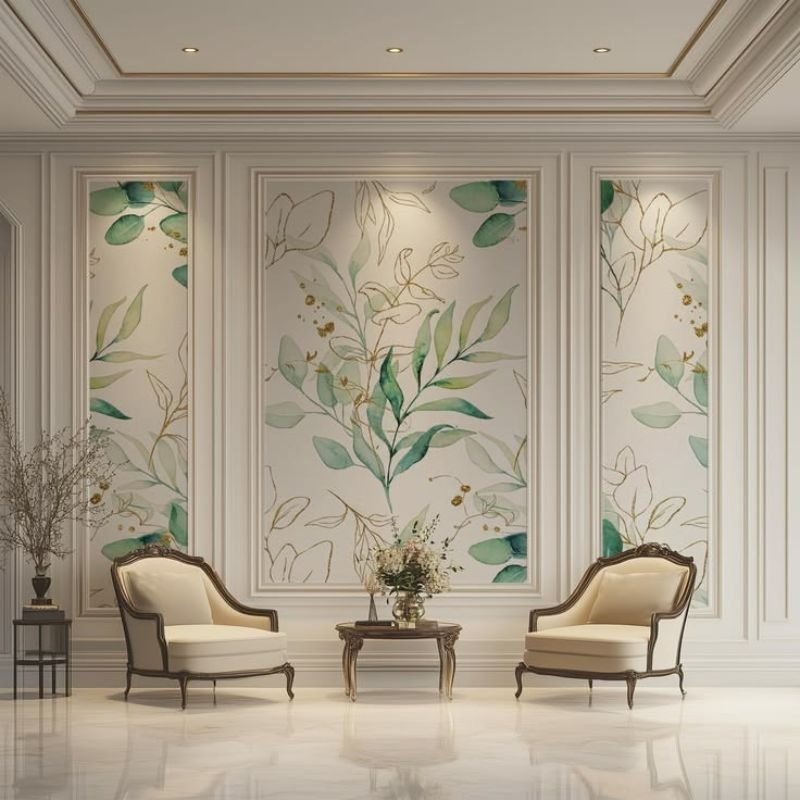 modern wallpaper accent wall ideas with subtle patterns